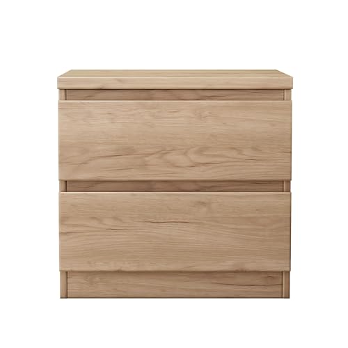 Nightstand with Drawers, Bedside Table with Drawers, Sofa Side Table Storage Cabinet, Night Stand for Bedroom Living Room (1, 2 Drawers Nature, 19.7" W×15.6" D×18.9" H) - color: 2 Drawers Nature