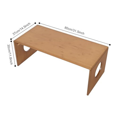 Folding Coffee Table Foldable Low Coffee Table Rectangular Bamboo Floor Table Desk with Large Load-Bearing Capacity for Tatami Home, Office, Living Room (31.5 * 14.5 * 11.8in) - size: 31.5*14.5*11.8in