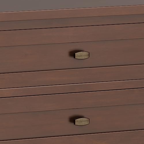SIMPLIHOME Warm Shaker Bedside Table - 24 inch Wide Solid Wood Nightstand in Russet Brown, Transitional Bedroom Side or End Table with 2 Drawers, Open Shelf Storage and Brushed Nickel Hardware - color: Russet Brown