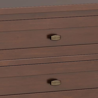 SIMPLIHOME Warm Shaker Bedside Table - 24 inch Wide Solid Wood Nightstand in Russet Brown, Transitional Bedroom Side or End Table with 2 Drawers, Open Shelf Storage and Brushed Nickel Hardware - color: Russet Brown