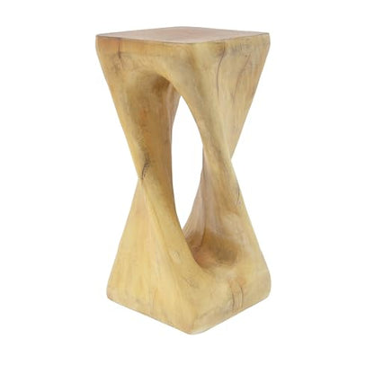 Merax Twist Shape MGO Accent Side Table, Unique Modern End Table with Wide Pedestal & Tabletop, Small Drink Tables for Living Room, Bedroom Night Stand Bedside Table, No Assembly Required, Natural - color: Natural, size: Twist Shaped
