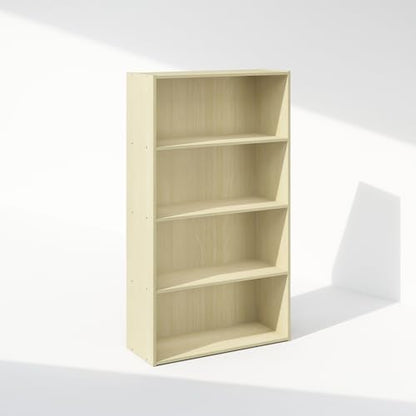 Furinno Simple Book Shelf, 4-Tier Bookshelf, Bookcase with Open Shelf, 9.4 x 23.6 x 41.7, for Living Room, Bedroom, Home Office, Steam Beech - color: Steam Beech, size: 4-Tier, Standard