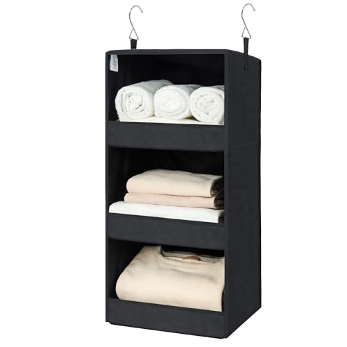 GRANNY SAYS 3-Shelf Hanging Closet Organizer, Collapsible Closet Hanging Shelves, Nursery Hanging Organizer, Black, 29 ½" H X 12" W X 12" D, 1-Pack - color: 3-shelf Black, size: 1-Pack