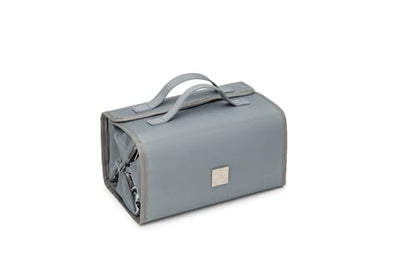 Roll Up Makeup Bag, Travel Toiletry Bag for Women with 4 Clear TSA Approved Pouches, Hanging Travel Organizer, Folding Cosmetic Bag for Men and Women - color: Grey