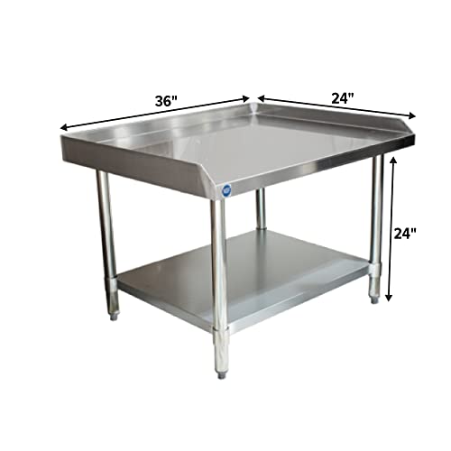 Stainless Steel Equipment Grill Stand with Adjustable Undershelf | Heavy Duty 18-Gauge Top | NSF Certified for Commercial Kitchen, Utility, and Foodservice (24" x 36") - size: 36"x24"