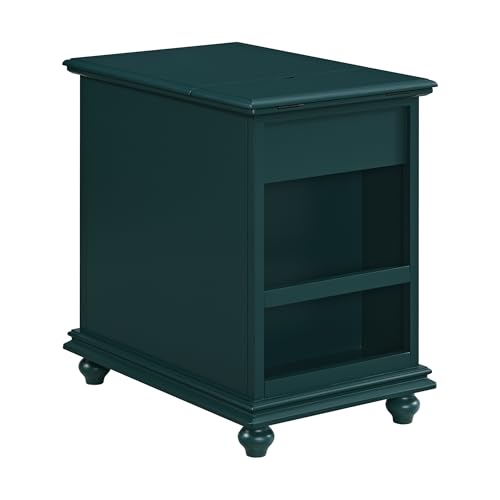 Martin Svensson Home Elegant Chairside End Table with Power — 24″W x 16″D x 25″H, Seamoss Green — Transitional Painted Accent Table with Flip-Top USB Charging, Drawer & Cabinet Storage - color: Seamoss Green