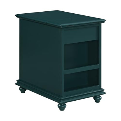 Martin Svensson Home Elegant Chairside End Table with Power — 24″W x 16″D x 25″H, Seamoss Green — Transitional Painted Accent Table with Flip-Top USB Charging, Drawer & Cabinet Storage - color: Seamoss Green