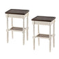 COZAYH End Table 2-Pack - French Country Tray Top - Rustic White | Engineered Wood, 17 x 13 x 28.25 in, 35 lb Capacity, Wicker Pattern Shelf, Distressed Finish, Indoor Use - color: White, size: 2-Pack