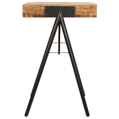 Industrial Vintage Writing Table Solid Mango Wood with Steel Frame 19.7x46.5x29.5 Inches Antique Brown Finish Compact Home Office Desk for Small Spaces