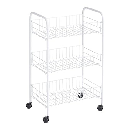 Rubbermaid 3-Tier Shelving Wheeled Organizer, Wire Adjustable Metal Storage Cart, for Office/Kitchen/Bedroom/Laundry Home Use, White - style: Storage Cart