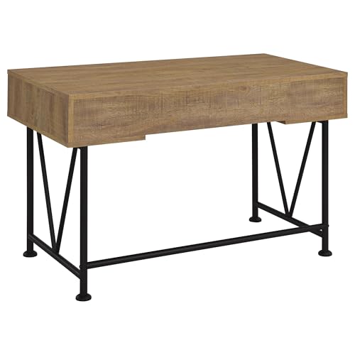Coaster Home Furnishings - Analiese - Wood - 3-Drawer Writing Desk with Metal Legs, and V-Bracing Profile - Home Office - 47-Inch - Mango - 802001 - color: Mango