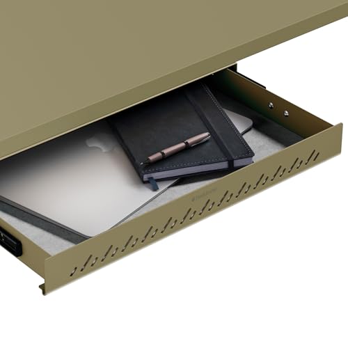 Desktronic Under Desk Drawer — Hidden Under-Desk Storage Organizer, Easy Install, Large Capacity Metal Sliding Drawer for Home Office, Standing Desk & Workstation (Green) - color: Green