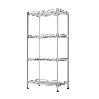 4-Tier Wire Shelf Metal Rack, Narrow Wire Shelving Unit, Small Wire Shelf | 17.3"Wx11.4"Dx44.3"H,Height Adjustable Storage Pantry Shelves with Lockable Wheels for Kitchen Office,Bathroom Small Spaces - color: 4-tier Chrome-17.3"x11.4" X44.3"(wxdxh)