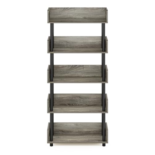 Furinno Turn-N-Tube 5-Tier Toolless Display Rack, French Oak/Black - color: French Oak/Black, size: 5-Tier Display Rack