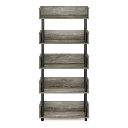 Furinno Turn-N-Tube 5-Tier Toolless Display Rack, French Oak/Black - color: French Oak/Black, size: 5-Tier Display Rack