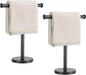 Hand Towel Holder Stand, 2 Pack Freestanding Bathroom Towel Rack, Black | Weighted Stainless Steel Base Helps Prevent Tipping While The Open T-Shape Keeps Towels Dry on Bathroom Countertops - color: X-black-2 Pack