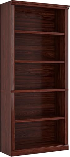 5- Shelf Bookcase, Wood Book Shelf with Bookshelves | Zhiseek Tall Bookshelf, 30.7"W x 12.8"D x 68.4"H, Cherry, Living Room, Library, Office - color: Cherry, size: 5-Tier