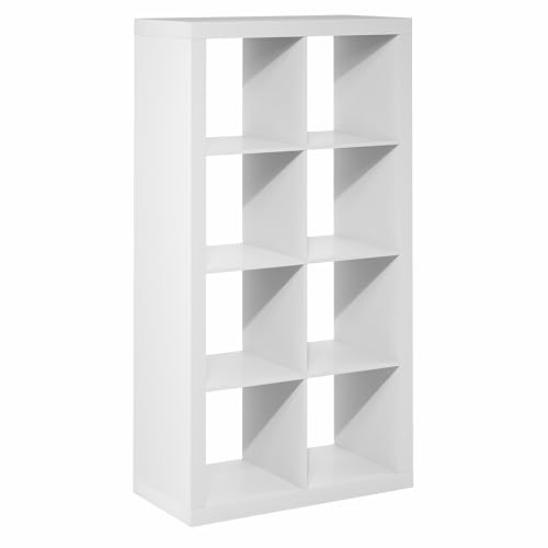 8-Cube Reversible Bookcase, 2-Inch Super Thick Frame Bookshelf, Cube Storage Organizer with Open Back, 15.4 x 30.8 x 57.5, for Bedroom, Home Office, Living Room, White - size: 8 Cube