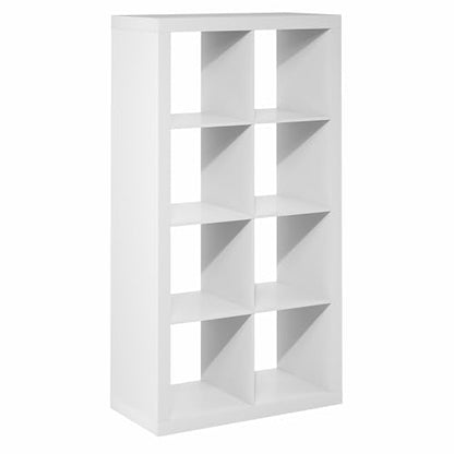8-Cube Reversible Bookcase, 2-Inch Super Thick Frame Bookshelf, Cube Storage Organizer with Open Back, 15.4 x 30.8 x 57.5, for Bedroom, Home Office, Living Room, White - size: 8 Cube