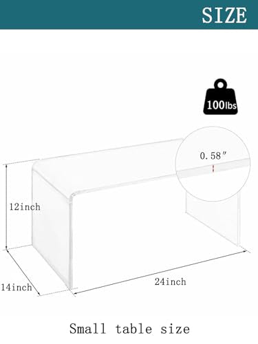 Acrylic 24" Small Table-Multipurpose Modern Furniture for Use as Lap desks, Acrylic Side Table or End Table in Living Rooms, Bedrooms and Offices - size: 14"D x 24"W x 12"H