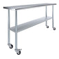 AmGood 72" Long x 18" Deep Stainless Steel Table with Casters - size: 72" Long x 18" Deep