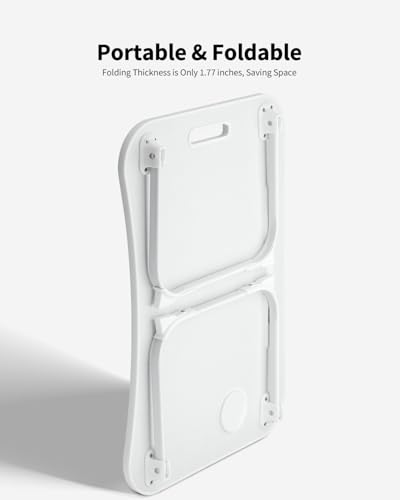 Foldable Lap Desk, Laptop Bed Desk, Portable Lap Table, Laptop Bed Table with Cup Holder & Tablet Slot & Lifting Handle for Working Writing Drawing & Eating - White - color: White
