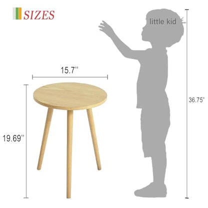 AWASEN Side Table Round, Small Accent Table Nightstand Modern End Table for Living Room Bedroom Office Small Spaces, 15.7''Dia x 19.69''H(Natural Walnut) - color: Natural Walnut