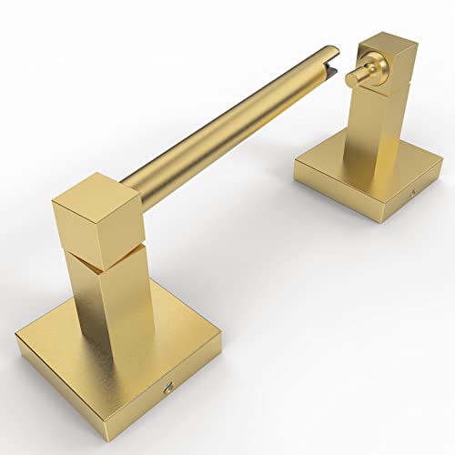 RUACQ Brushed Gold Toilet Paper Holder Wall Mount for Bathroom | Dual-Post Pivoting Tissue Roll Holder with Square Base, Rustproof 304 Stainless Steel, Screw-in, for Hotel Apartments, Modern - color: Brushed Gold, size: Square