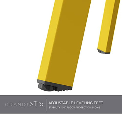 Grand Patio Round Steel Patio Coffee Table, Weather Resistant Outdoor Large Side Table, Yellow… - color: Yellow, style: 1 PC