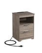 Nightstand with Charging Station,Nightstand with 2 Drawers,Wooden End Table with Drawer and Opening Shelf,Side Table for Bedroom, Rustic Grey - color: Rustic Grey, style: 2 Drawers