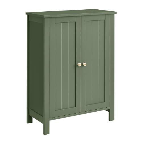 VASAGLE Bathroom Floor Storage Cabinet, Bathroom Storage Unit with 2 Adjustable Shelves, Bathroom Cabinet Freestanding, 30 x 60 x 80 cm, Forest Green UBCB060C01V1 - color: Forest Green, size: 2 Doors（31.5"）