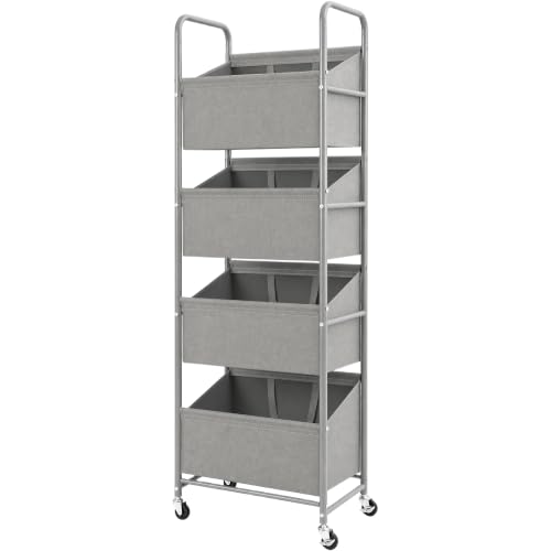 STO STO 4-Tier Vertical Rolling Laundry Hamper, Removable Bags, Gray Faric | 160L Capacity, Space-Saving Vertical Design, Rust-Resistant Steel Frame, Lockable Wheels, Ideal for Apartments & Small Spaces - color: Gray Faric, size: 4-Tier