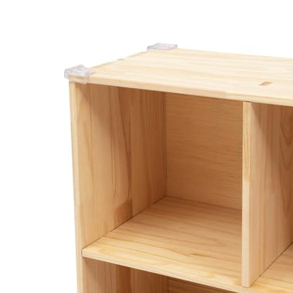 10 Cube Solid Wood Bookcase Organizer, 59" Long Floor Standing Bookshelf, Open Storage Display Cabinet for Living Room Bedroom Office Hallway Entryway (4 Cube) - size: 4 Cube