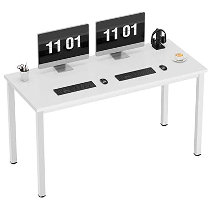 Need 55 Inch Large Computer Desk - Modern Simple Style Home Office Gaming Desk, Basic Writing Table for Study Student, White Metal Frame, White - color: White, size: 55 inches