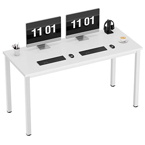 Need 55 Inch Large Computer Desk - Modern Simple Style Home Office Gaming Desk, Basic Writing Table for Study Student, White Metal Frame, White - color: White, size: 55 inches