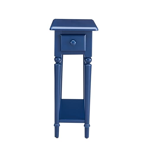 Leick Home Coastal End Table, Solid Wood, 1 Drawer, Bottom Display Shelf, Easy-Assembly, for Living Room/Bedroom, Navy, 23.5 in. L x 10.0 in. W x 24.0 in. H, 20017-NV - color: Navy