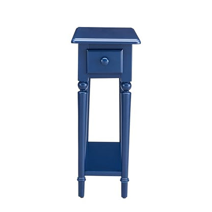 Leick Home Coastal End Table, Solid Wood, 1 Drawer, Bottom Display Shelf, Easy-Assembly, for Living Room/Bedroom, Navy, 23.5 in. L x 10.0 in. W x 24.0 in. H, 20017-NV - color: Navy