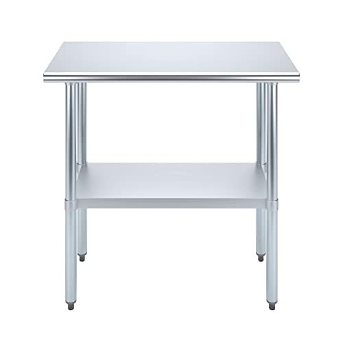 NSF Certified Heavy Duty Stainless Steel Prep Table for Home & Commercial Use with Galvanized Shelf, Legs, & Optional Wheels - size: 36x16