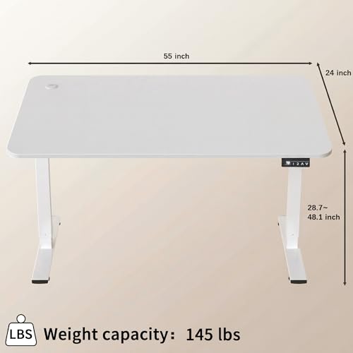Furmax 55 Inches Electric Height Adjustable Standing Desk Home Office Desk | Large Sit Stand Up Computer Desk Memory Preset with T-Shaped Metal Bracket, White - color: White, size: 55 Inch