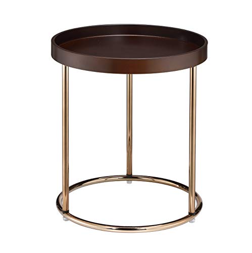 18" Sturdy Metal Frame Nightstands, Small Side Table with Wooden Tray Top, Bedside Table with Durable Structure for Living Room Office, Brown