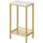 HOOBRO Tall Side Table, Industrial End Telephone Table with Adjustable Mesh Shelves, Small Tall Nightstand for Living Room, Bedroom, Entryway, Office, White and Gold DW03DH01 - color: White + Gold