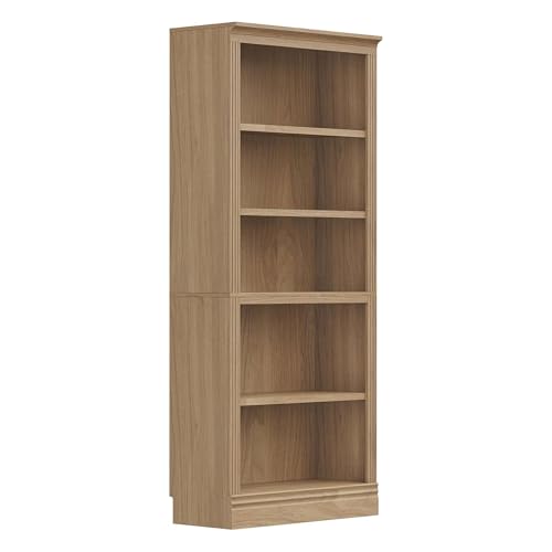 JAHRSTIM Halston Bookshelf, 5-Tier Tall Storage Shelf, Adjustable Open Shelving Unit Closet Organizer and Storage for Living Room Home Office Bedroom, Modular Bookcase Bookshelves - color: Oak, size: Standard w/o Doors