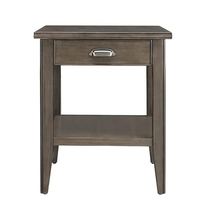 Leick Home Laurent End Table, Solid Wood, with Shelf and Drawer, Smoke Gray, 10507-GR - color: Gray / Pewter