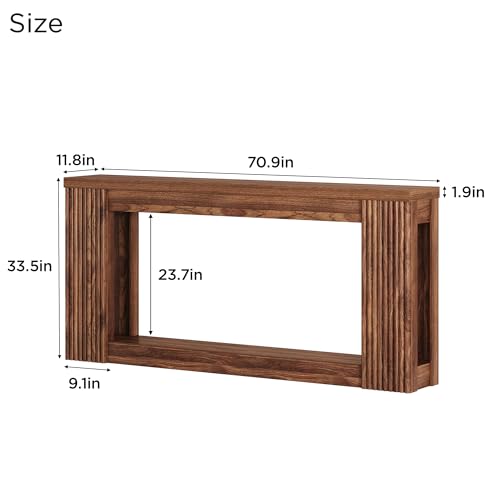 Maupvit Fluted Wooden Console Table with 2 Storage, 71 Inches Rectangular Entryway Table Behind The Couch, Farmhouse Boho Sofa Table for Entrance, Hallway, Living Room (Walnut) - color: Walnut