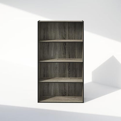 Furinno Simple Book Shelf, 4-Tier Bookshelf, Bookcase with Open Shelf, 9.4 x 23.6 x 41.7, for Living Room, Bedroom, Home Office, French Oak - color: French Oak, size: 4-Tier, Standard