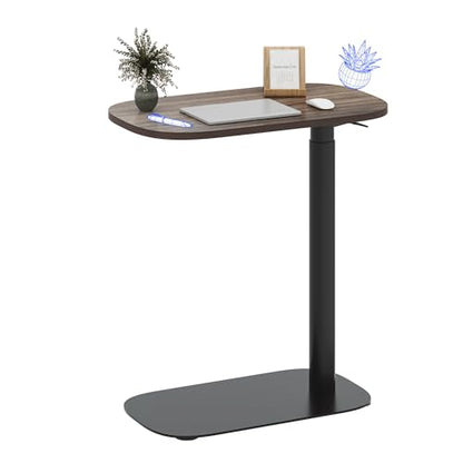 FLEXISPOT Adjustable C Table, Snack Side End Table Sofa Couch Bedside Table Laptop Cart TV Tray Night Stand for Small Space Side Table(23.6" W x 13.8" D,Rustic Brown) - color: Rustic Brown, size: Small