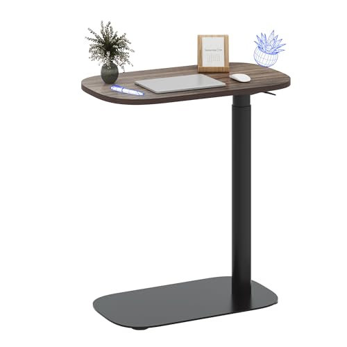 FLEXISPOT Adjustable C Table, Snack Side End Table Sofa Couch Bedside Table Laptop Cart TV Tray Night Stand for Small Space Side Table(23.6" W x 13.8" D,Rustic Brown) - color: Rustic Brown, size: 24x14