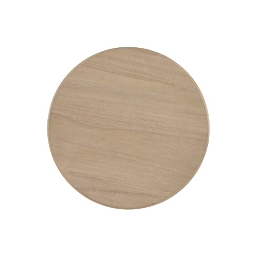 Powell Tarkin Round Natural Wood Turned Spindle Pedestal Side Accent Table - color: Natural