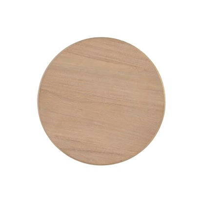 Powell Tarkin Round Natural Wood Turned Spindle Pedestal Side Accent Table - color: Natural