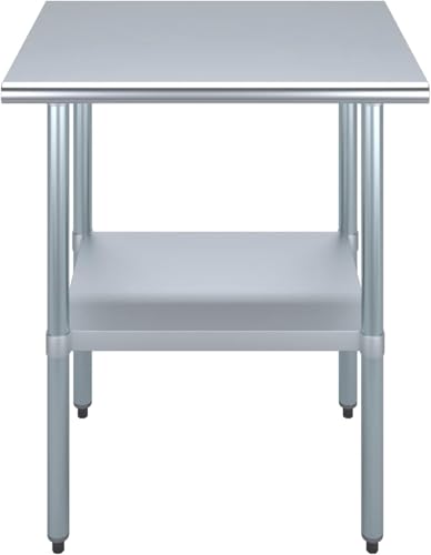 24" x 30" Stainless Steel Prep Table – NSF Certified Heavy Duty Work Table for Home & Commercial Use – Galvanized Undershelf & Legs - size: 30x24